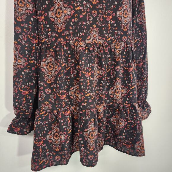 Maurices Womens Medallion Print Tiered Tunic Blouse Multicolor Black Size Small - Picture 6 of 9